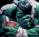 Hulk reading a book